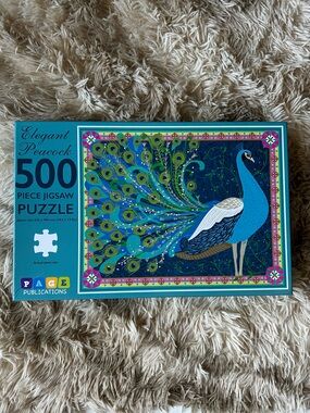Elegant Peacock 500-Piece Jigsaw Puzzle - Blue & Green Artwork